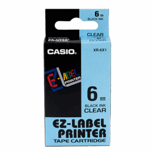 Casio Label Printer Tape (Black on Clear); 8m