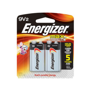 Energizer Max 522-BP-2 9V Alkaline Battery with Snap Connector - 2 Piece