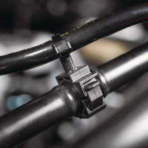 Fixing tie with pipe/tube holder, black, 500pcs.