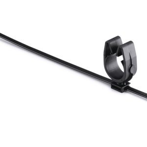 Fixing tie with pipe/tube holder, inside serrated, ?17.0-21.8mm, black, 2000pcs.
