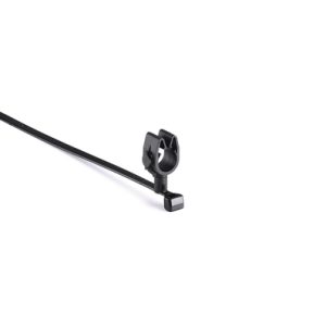 Fixing tie with pipe/tube holder, black, 500