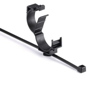 Fixing tie with pipe/tube holder, inside serrated, ?20.0-25.0mm, black, 1000pcs.