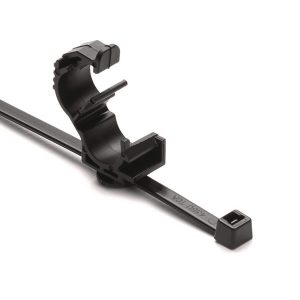 Fixing tie with pipe/tube holder, inside serrated, ?5.0-9.0mm, black, 1000pcs.