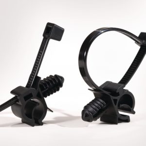 Fixing tie with pipe/tube holder/for hole (round), ?50.0mm, black, 500pcs.