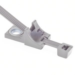 Fixing tie for screw fixation, inside serrated, ⌀15.0-105.0mm, grey, 100pcs.