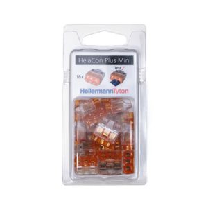 Push-in wire connector, 3 conductors, 0.5 to 2.5 mm? solid wires / 1.0 to 2.5 mm? stranded wires, transparent/orange, 18pcs.