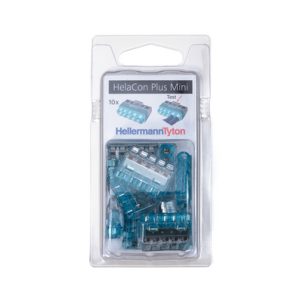 Push-in wire connector, 5 conductors, 0.5 to 2.5 mm? solid wires / 1.0 to 2.5 mm? stranded wires, transparent/blue, 10pcs.