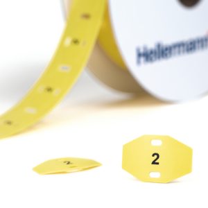 Cable tag, ladder-style, thermal transfer print, 41.5x27.0mm, yellow, box=1000pcs.
