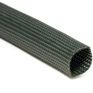 Braided sleeving, high temperature resistant/fluid resistant, nom⌀30mm, ⌀20-40mm, green, 50m