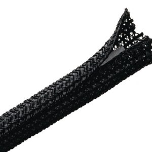 Braided sleeving, nom⌀31.8mm, ⌀2.54-31.8mm, black, 76.20m