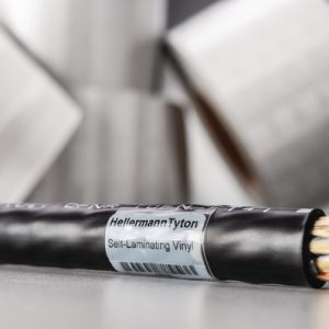 Cable label, self laminating, weather resistant/chemical resistance, white, thermal transfer print, 12.7x25.4mm, H2=36.32mm, 5000pcs.