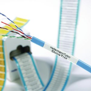 Heat shrink marker, thermal transfer print, ladder-style, 9.0mm/3.1mm, W=48.26mm, yellow, 250pcs.