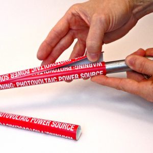 Warning label, pre-printed, W=101.60mm, H=76.20mm, red, pack=25pcs.
