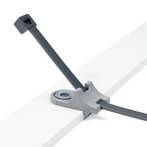Fixing tie for screw fixation, inside serrated, ?5.0-100.0mm, grey, 1000pcs.