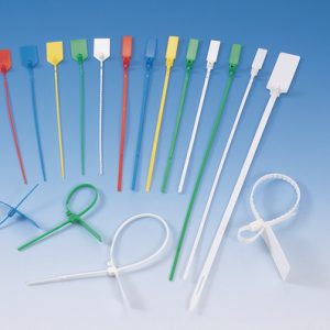 Security seal, pull tight, W=12.0mm, H=10.0mm, L=350mm, white, 100pcs.
