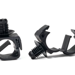Cable clip with pipe/tube holder/for hole (round), T=4.5mm, ⌀7.0 mm, Dmax=12mm
