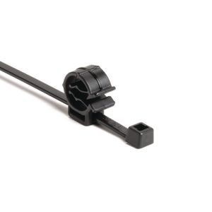 Fixing tie with pipe/tube holder, inside serrated, ?4.0-45.0mm, black, 4000pcs.