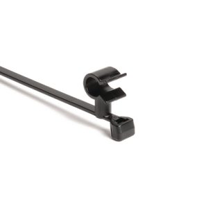 Fixing tie with pipe/tube holder, ?50.0mm, black, 500pcs.