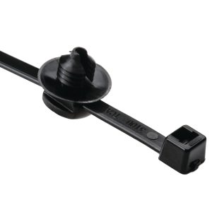 Fixing tie for hole (round), inside serrated, black, 500Set