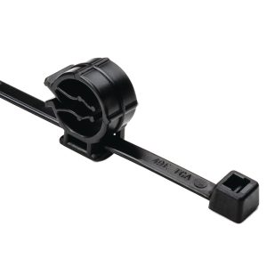 Fixing tie with pipe/tube holder, inside serrated, ?4.0-31.0mm, black, 500pcs.