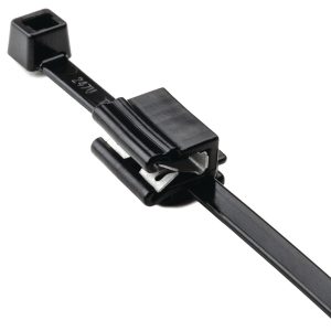 Fixing tie for edge, inside serrated, ?1.5-50.0mm, black, 100pcs.