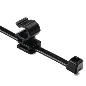 Fixing tie with pipe/tube holder, ?6.5-45.0mm, black, 500pcs.