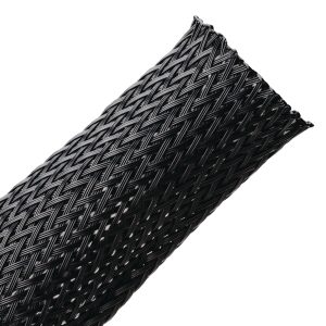 Braided sleeving, nom⌀15.88mm, ⌀2.54-15.2mm, black, 30.48m