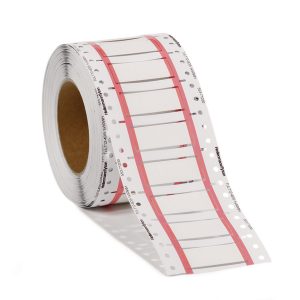 Heat shrink marker, flame retardant/chemical resistance, thermal transfer print, ladder-style, 2.4mm/0.8mm, W=50mm, white, 1000pcs.