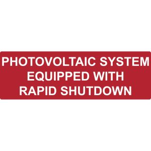 Solar label, pre-printed "PHOTOVOLTAIC SYSTEM EQUIPPED WITH RAPID SHUTDOWN", red, 44.45x139.7mm, 50pcs.