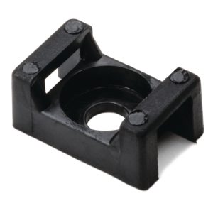 Cable tie mount for screw fixation, Wmax=5.0mm, ⌀3.8 mm, #6 (M3) Screw, black, 1000pcs.