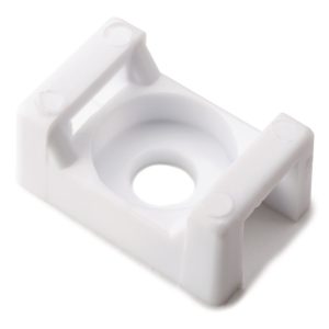 Cable tie mount for screw fixation, Wmax=5.0mm, ⌀3.8 mm, #6 (M3) Screw, white, 1000pcs.
