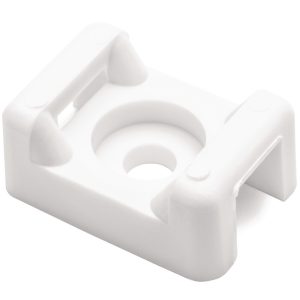 Cable tie mount for screw fixation, Wmax=7.9mm, ?6.4 mm, #1/4" (M6) Screw, white, 100pcs.