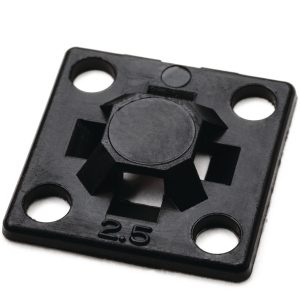 Cable tie mount for screw fixation, Wmax=2.54mm, ⌀2.8 mm, #3 Screw, black, 100pcs.