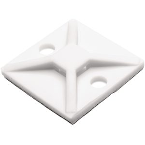 Cable tie mount for adhesive use, Wmax=4.6mm, ?4.6 mm, #8 Screw, white, 500pcs.