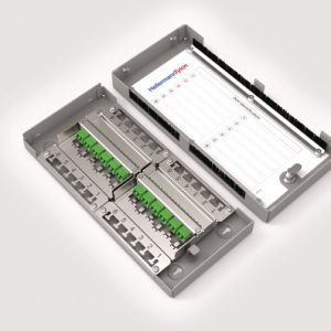 12 Way Modular Zone Termination Box Loaded with 12 x LC/APC Duplex Adaptors.
