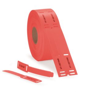 Cable tag, ladder-style, thermal transfer print, 124.0x18.0mm, red, reel=300pcs.