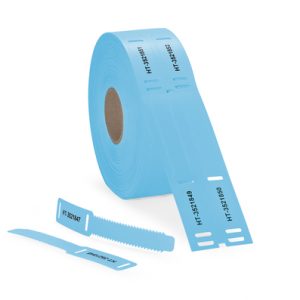 Cable tag, ladder-style, thermal transfer print, 124.0x18.0mm, blue, reel=300pcs.