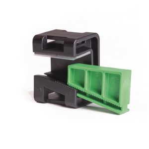 Cable tie mount for edge, Wmax=15.0mm, T=0 - 5.0mm, black/green, 200pcs.