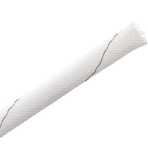 Braided sleeving, nom⌀6.4mm, ⌀3.2-11.1mm, white, 60.96m