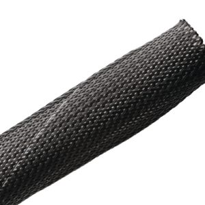 Braided sleeving, nom⌀31.8mm, ⌀19.1-44.5mm, black, 15.24m