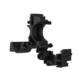 Corrugated tube clip with pipe/tube holder, black, 350pcs.