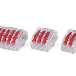 Push-in wire connector, 3 conductors, 0.2 to 4.0 mm? all types of wire, transparent, 4pcs.