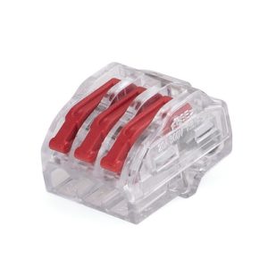 Push-in wire connector, 3 conductors, 0.2 to 4.0 mm? all types of wire, transparent, 50pcs.