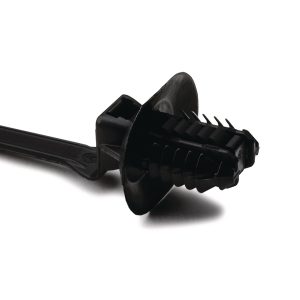 Fixing tie for hole (oval), outside serrated, ⌀1.0-33.0mm, black, 500pcs.