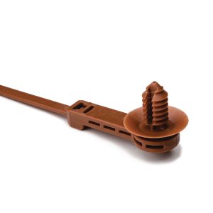 Fixing tie for hole (round), outside serrated, ?2.0-50.0mm, brown, 500pcs.