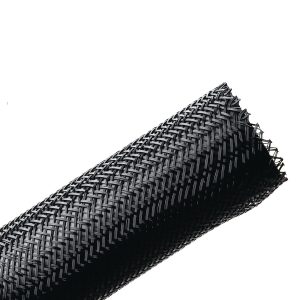 Braided sleeving, nom⌀19.1mm, ⌀12.7-31.8mm, black, 22.86m