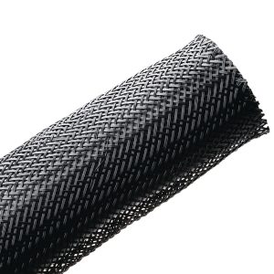 Braided sleeving, nom⌀31.8mm, ⌀19.1-44.5mm, black, 15.24m