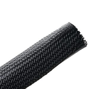 Braided sleeving, nom⌀38.1mm, ⌀25.4-54.0mm, black, 12.19m