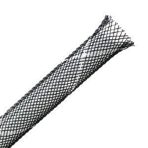 Braided sleeving, nom⌀6.4mm, ⌀3.2-11.1mm, black, 60.96m