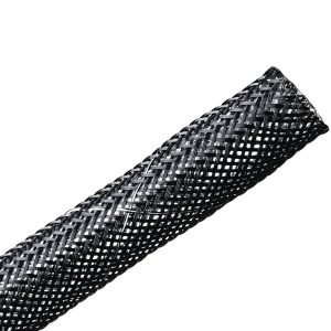 Braided sleeving, nom⌀12.7mm, ⌀6.4-19.1mm, black, 30.48m